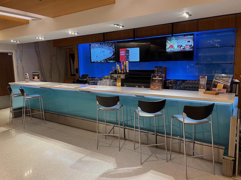 Interior lounge space at a Delta Sky Club in Miami