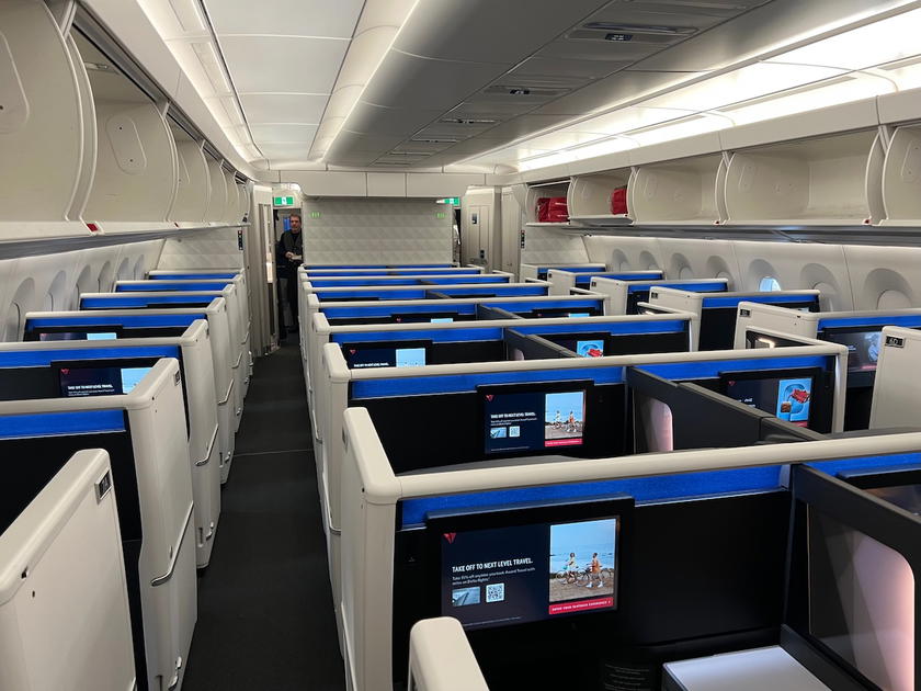 Delta One business class seats aboard an Airbus A350