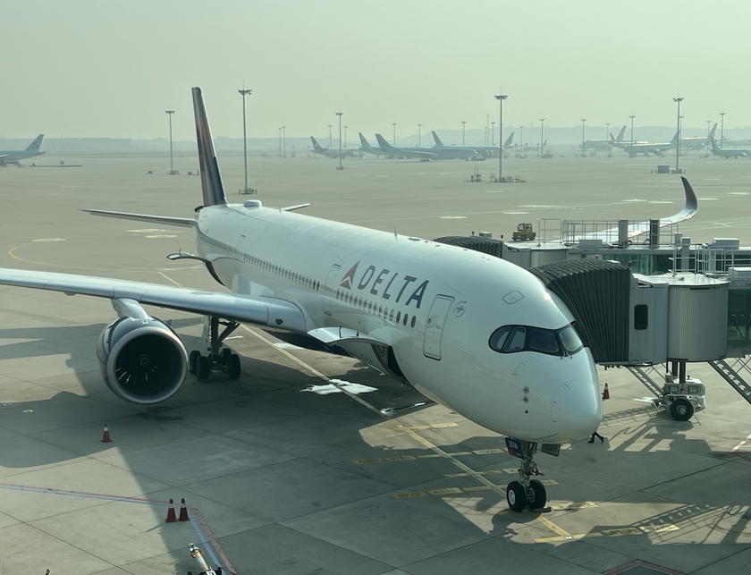 Delta Air Lines Airbus A350 aircraft parked on the tarmac