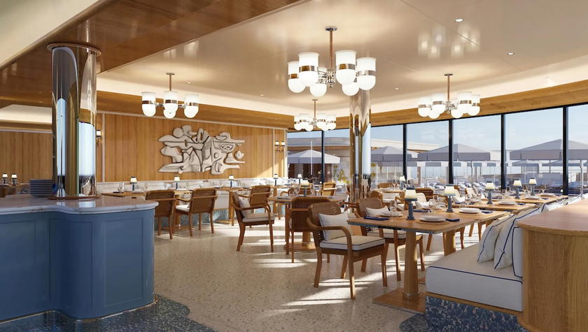 Rendering of the Terrasse restaurant aboard Four Seasons Yachts