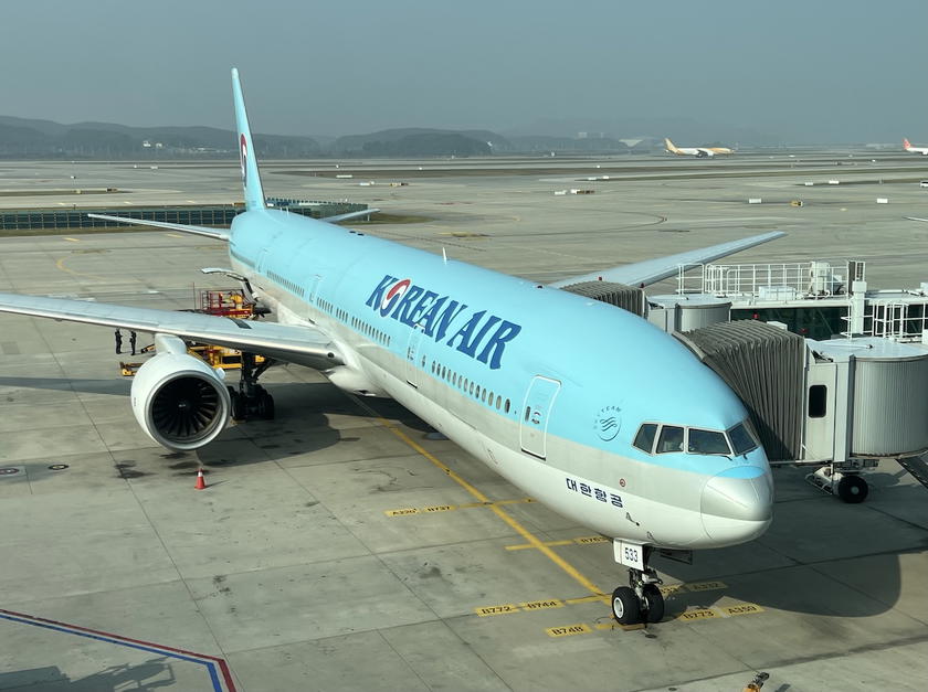 Korean Air Boeing 777 aircraft on the tarmac