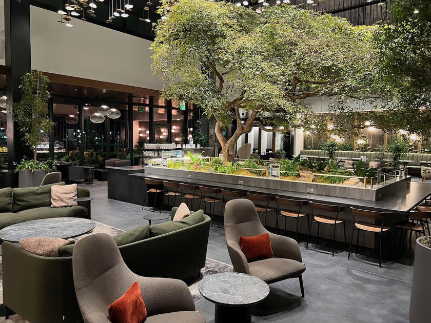 Seating area inside the American Express Centurion Lounge in Atlanta