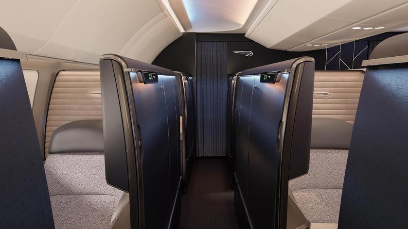 Rendering of British Airways' new first class suite with closing door on the A380
