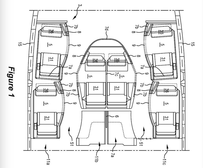Diagram showing the layout of Singapore Airlines' new 777-9 first class cabin