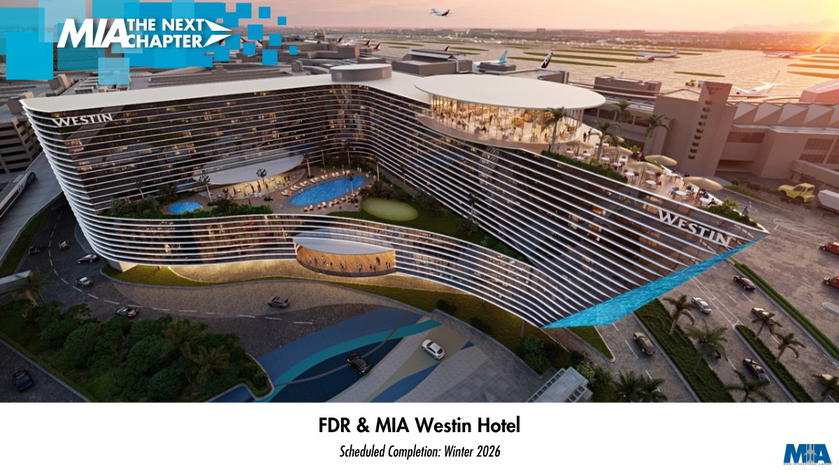 Rendering of the proposed Westin hotel connected to Miami International Airport's terminal