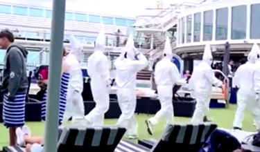Oh My: Cruise Staff Dress Up As “Upside Down Snow Cones”