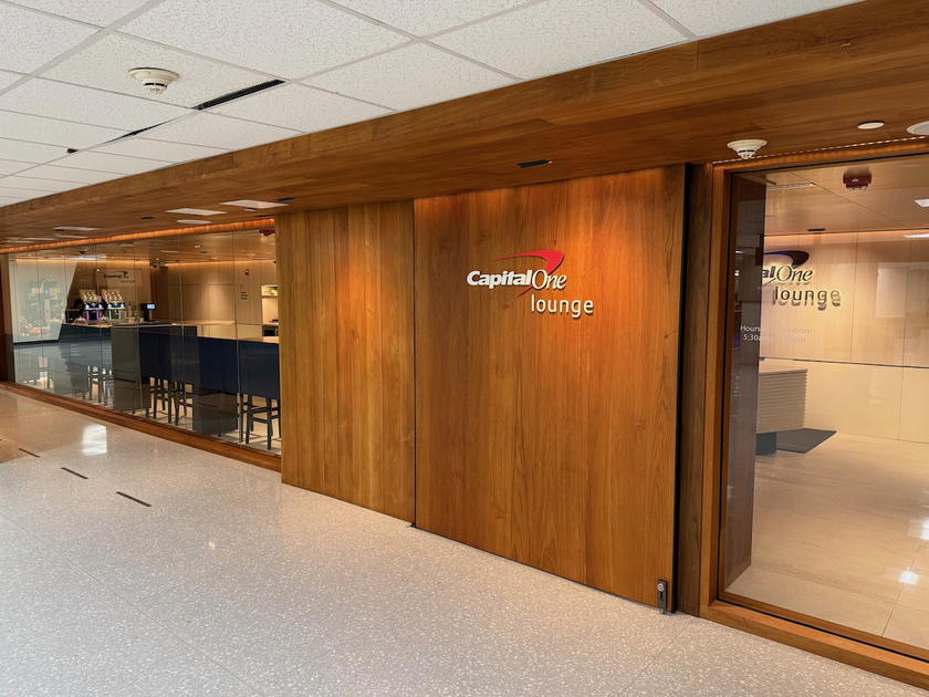 Interior of the Capital One Lounge at Washington Dulles International Airport