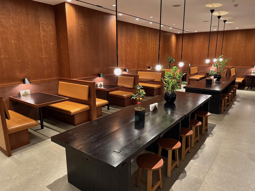 Seating area inside the Cathay Pacific lounge at London Heathrow Airport