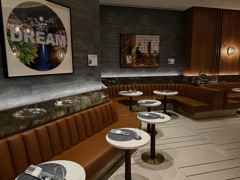 Seating area inside the Delta One Lounge at Los Angeles LAX airport