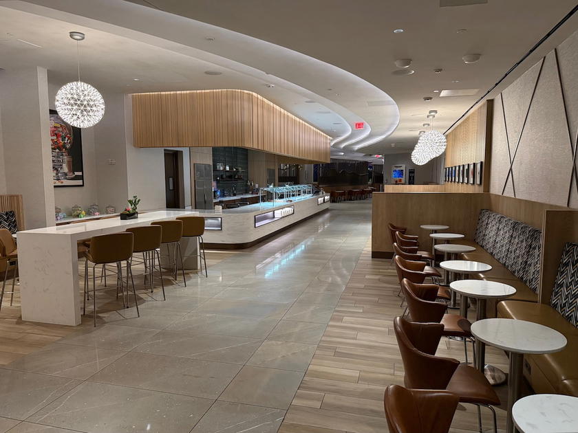 Seating area inside the Delta Sky Club at Los Angeles LAX airport