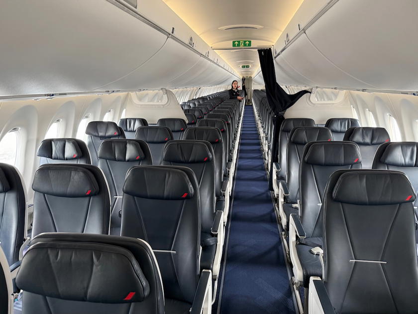 Business class cabin seating aboard an Air France A220 aircraft