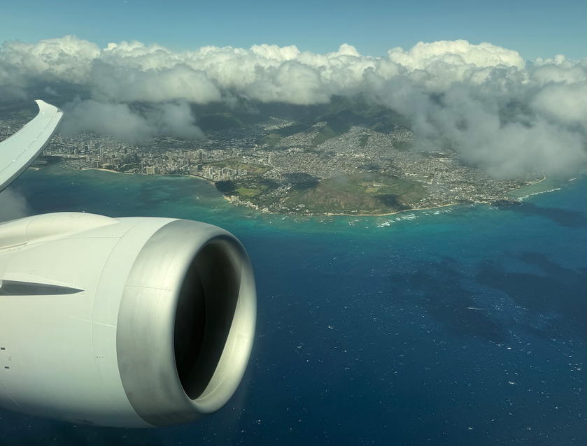 Hawaiian Airlines first class seat aboard a Boeing 787