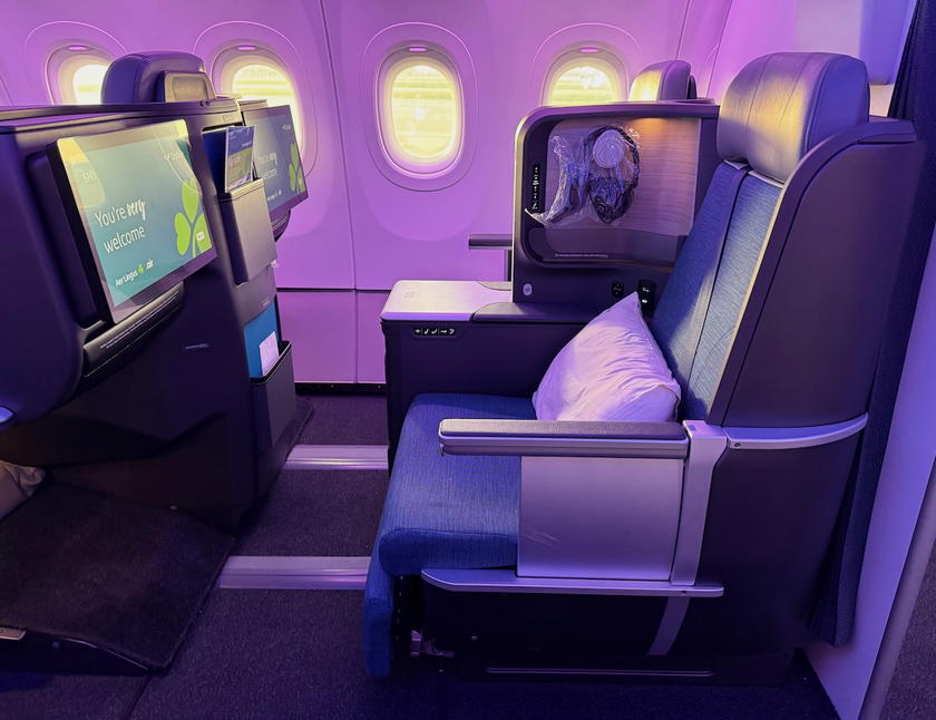 Aer Lingus business class cabin on an Airbus A321XLR