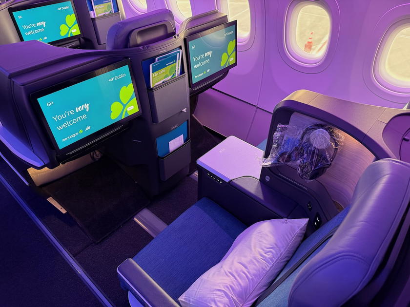 Aer Lingus business class cabin aboard an A321XLR aircraft