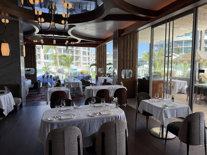 Elegant dining room interior at a St. Regis hotel restaurant