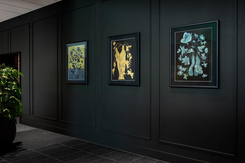 Artwork by local artists displayed in the Amex Centurion Lounge Amsterdam