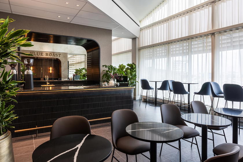 Blue Roast Coffee Bar with barista service in the Amex Centurion Lounge Amsterdam