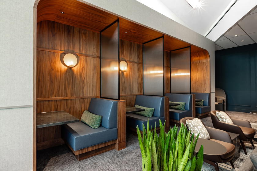Group seating area in the Amex Centurion Lounge Amsterdam