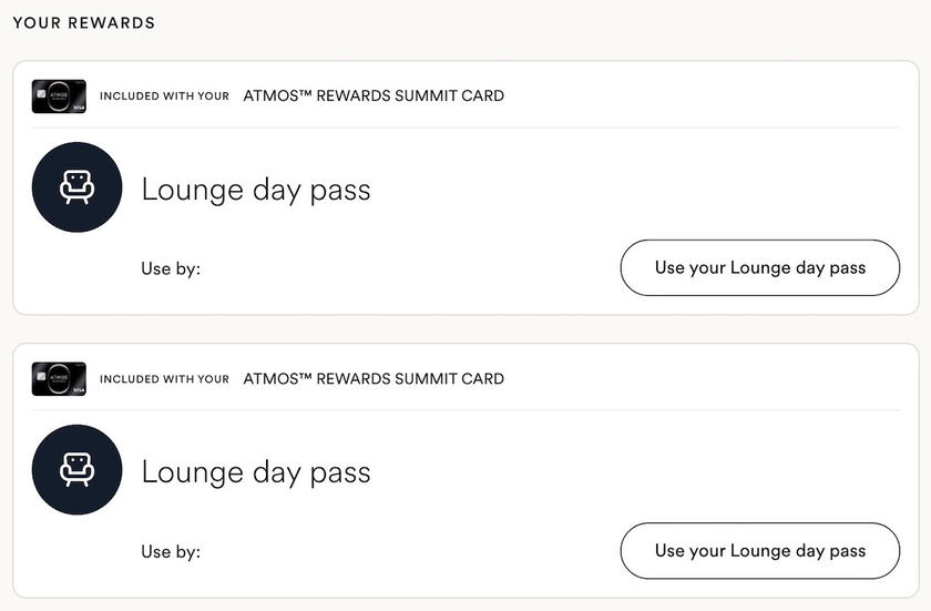 List of active Alaska Lounge day passes in an Atmos Rewards account