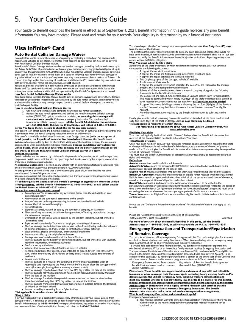 Page 1 of the Atmos Rewards Summit Card cardholder benefits guide