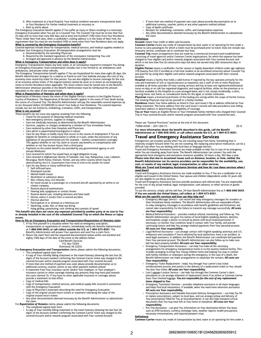Page 2 of the Atmos Rewards Summit Card cardholder benefits guide