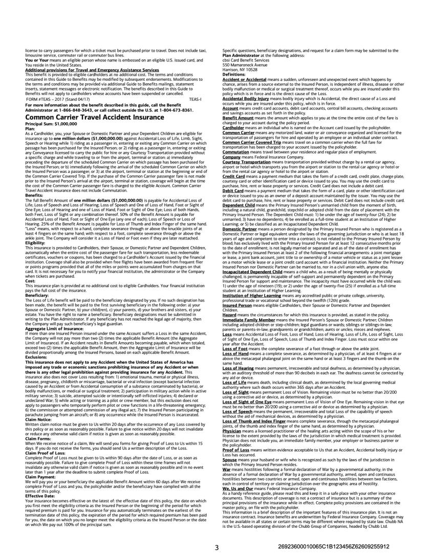 Page 3 of the Atmos Rewards Summit Card cardholder benefits guide