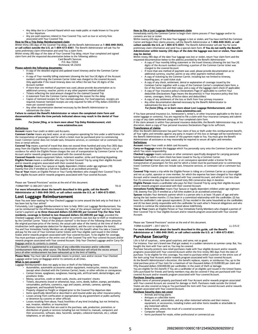 Page 5 of the Atmos Rewards Summit Card cardholder benefits guide