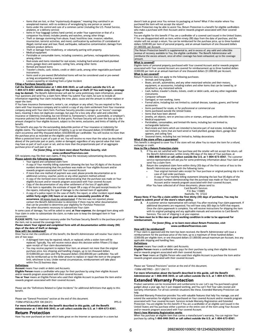 Page 6 of the Atmos Rewards Summit Card cardholder benefits guide