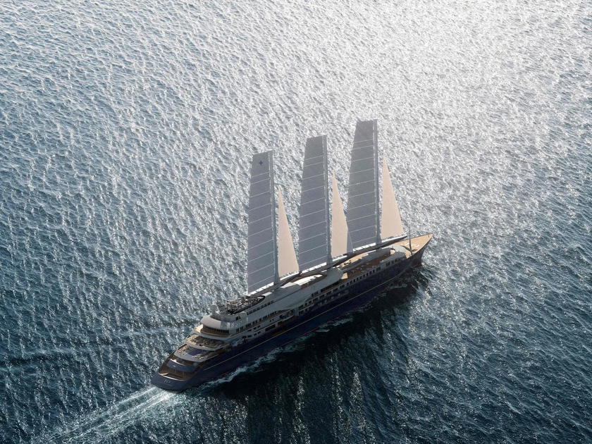 Exterior view of the Orient Express Corinthian sailing yacht at sea