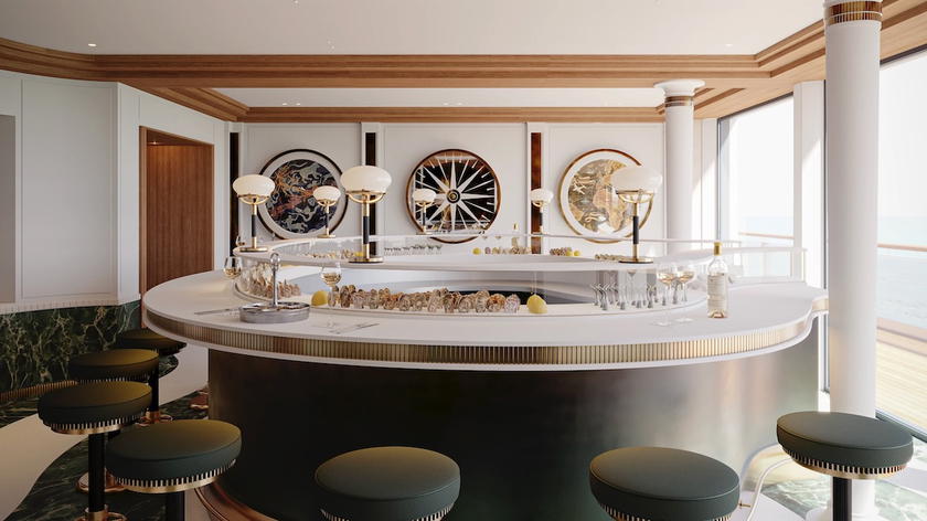 Bar lounge aboard the Orient Express Corinthian