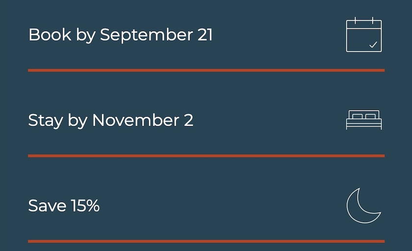 IHG One Rewards promotional graphic advertising 15% off award night bookings