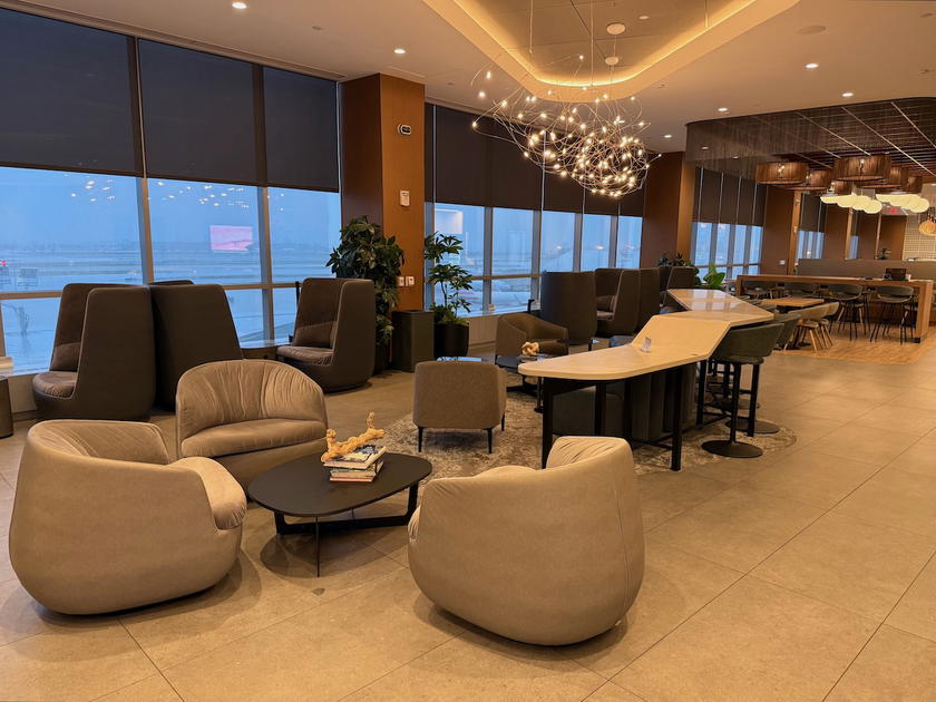 Seating area inside the American Flagship Lounge in Philadelphia