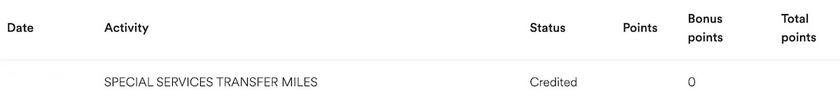 Atmos Rewards account balance updated after a points transfer