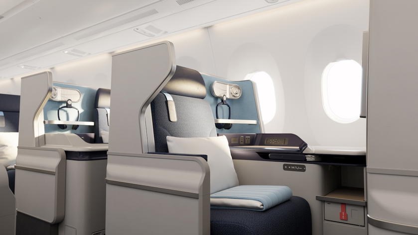 New Edelweiss Airbus A350 business class cabin in a 1-2-1 configuration