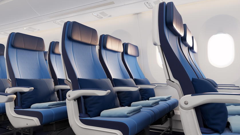 New Edelweiss Airbus A350 economy cabin in a 3-3-3 layout