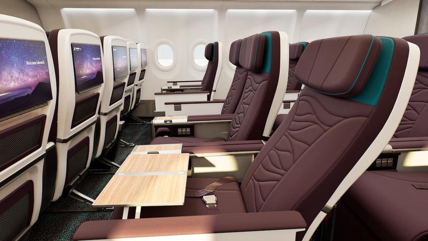 New Hawaiian Airlines A330 premium economy seats with extra recline
