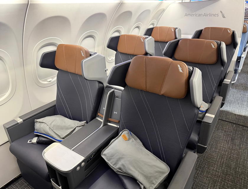 Business class seats on an American Airlines Airbus A321XLR