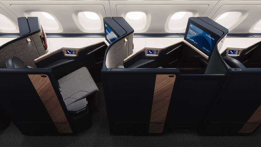 Rendering of British Airways' redesigned Club Suites business class seats on the A380