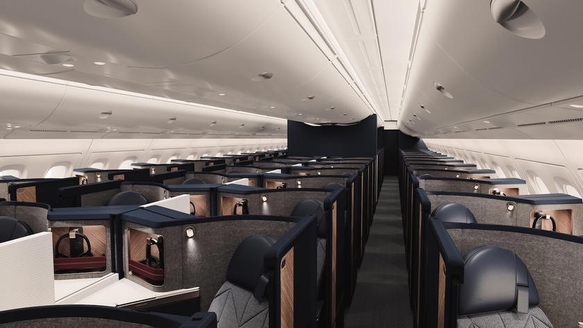 Rendering of British Airways' new Club Suites business class cabin on the A380