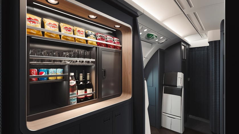 Rendering of British Airways' new Club Kitchen snack bar area on the A380