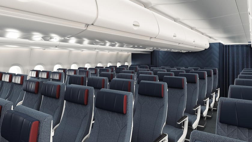 Rendering of British Airways' new World Traveller economy cabin on the A380