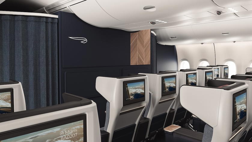 Rendering of British Airways' new premium economy seats on the A380