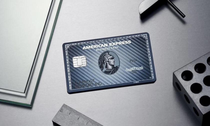 The American Express Graphite Business Cash Unlimited Card displayed against a dark background