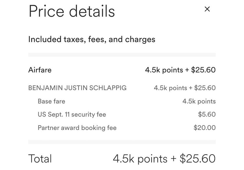 Payment page showing no fee waiver applied when using a different card