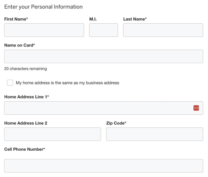 Amex business card application income section with annual and non-taxable income fields