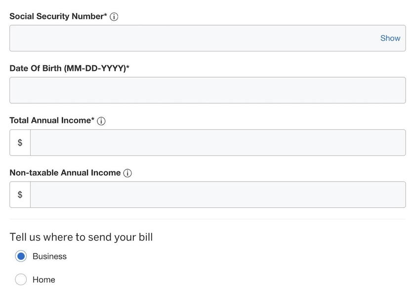 Final step of the Amex business card application process