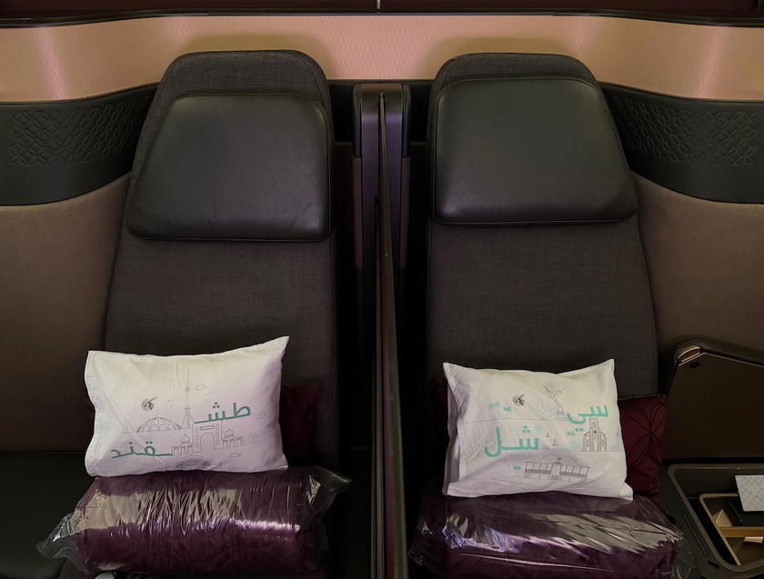 Qatar Airways Qsuites business class seat on an A350