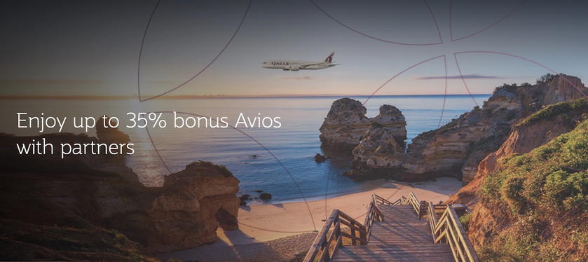 Qatar Airways Privilege Club promotion announcing a 35% bonus on bank point transfers