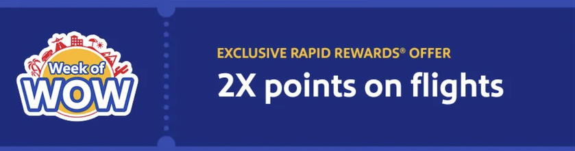 Southwest Airlines double Rapid Rewards points promotion graphic