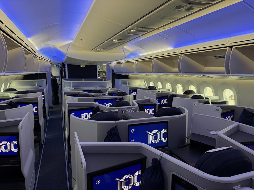 Lufthansa Allegris business class seat aboard a 787